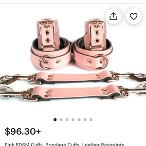 Brand New VonBondage Pink BDSM Cuffs, Bondage Cuffs, Leather Restraints